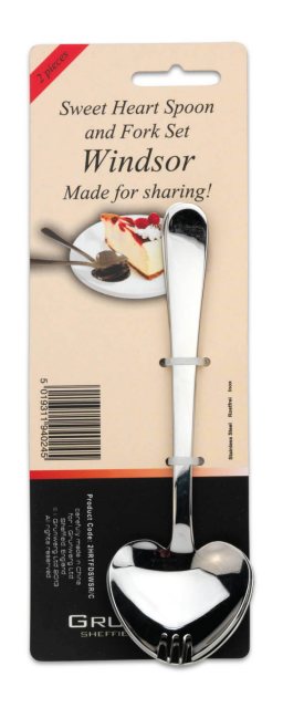 Grunwerg 2pc Heart Shaped Spoon & Fork Set Windsor