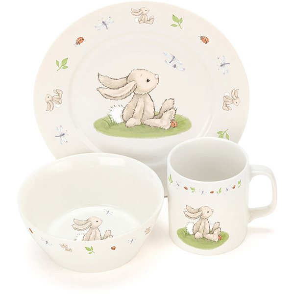 Jellycat Soft Toys Bashful Bunny Ceramic Bowl Cup & Plate Set