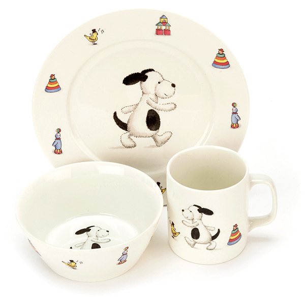 Jellycat  Bashful Puppy Ceramic Bowl Cup & Plate Set