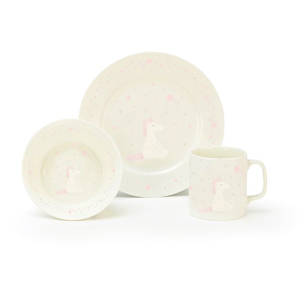 Jellycat Soft Toys Bashful Unicorn Ceramic Bowl Cup & Plate Set