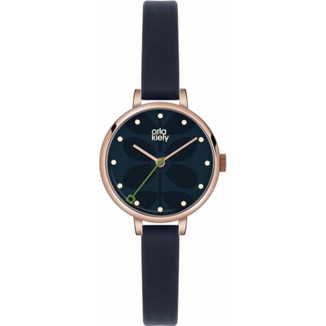 Orla Kiely Sara Miller Wisteria Rose Gold/Navy Strap Watch