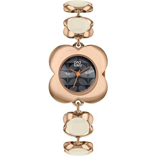 Orla Kiely Sara Miller Hanging Charm Gold Mesh/Champagne Strap Watch