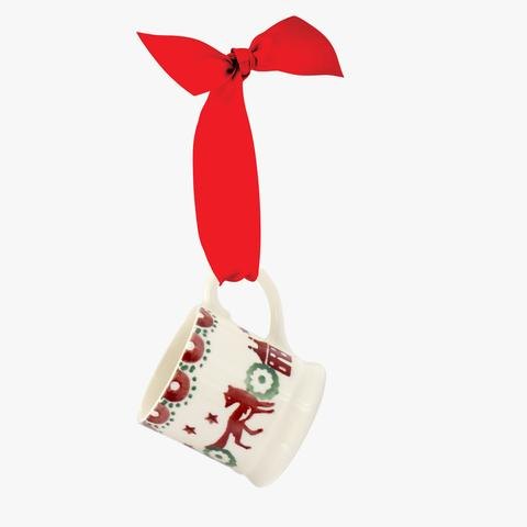 Emma Bridgewater Christmas Joy Red & Green Tiny Mug Tree Decoration