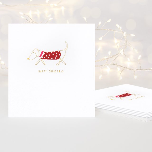 Caroline Gardner Dachshund Pattern Christmas Charity Cards - 6 Pack
