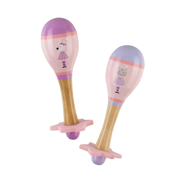 Orange Tree Pink Mouse & Cat Maraca Set