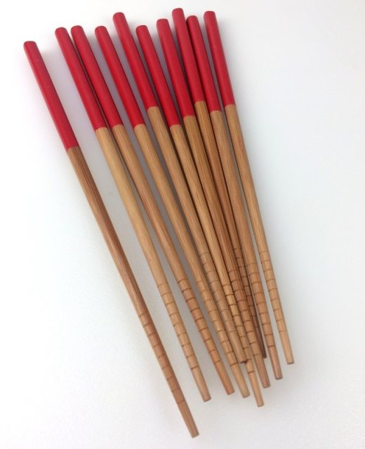 Bamboo Chopsticks Red Handles