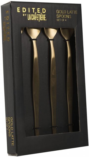 La Cafetiere Set of 4 Brushed Gold Latte Spoons