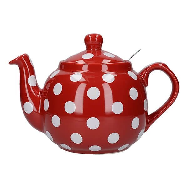 Red/White Spot Farmhouse Filter Teapot 4 Cup