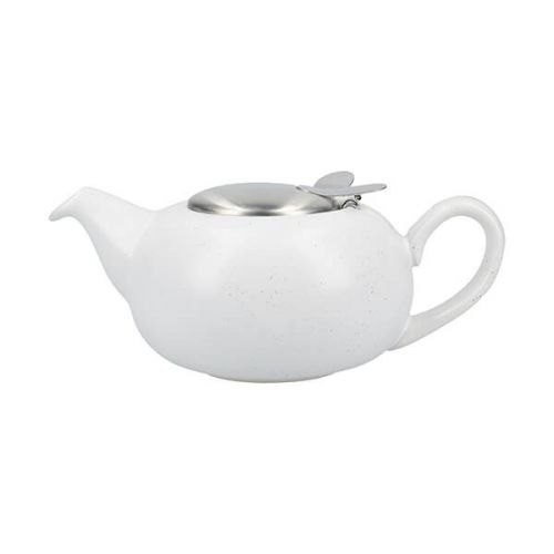 Matt Speckled White Pebble Filtered Teapot 2 Cup