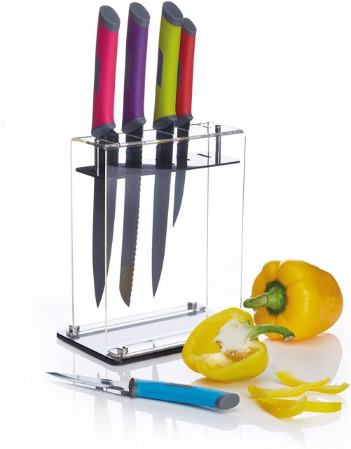 Colourworks 5 Piece Coloured Knife Set and Block