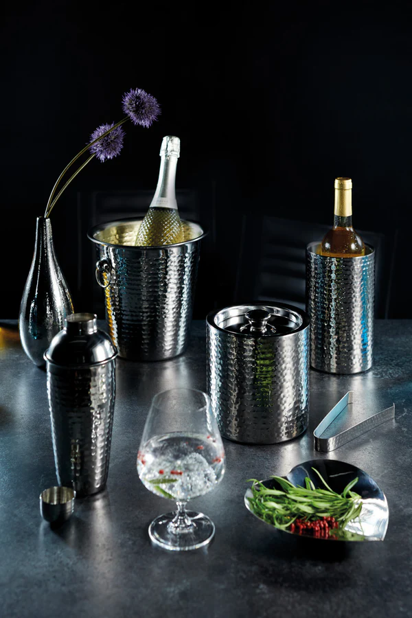 BarCraft BarCraft Hammered-Steel Textured Cobbler-Style Shaker