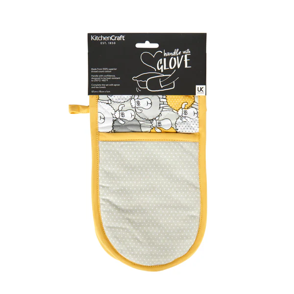 KitchenCraft Yellow Sheep Double Oven Gloves