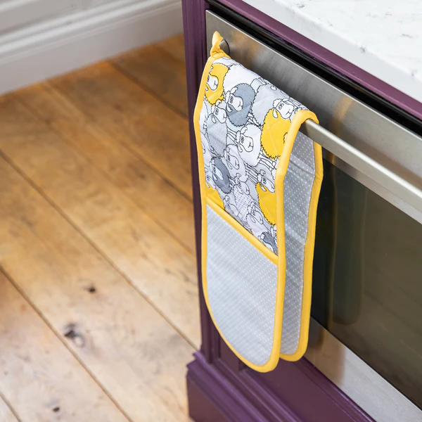 KitchenCraft Yellow Sheep Double Oven Gloves