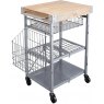 Industrial Kitchen Wire & Mango Wood Folding Trolley