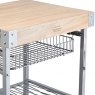 Industrial Kitchen Wire & Mango Wood Folding Trolley