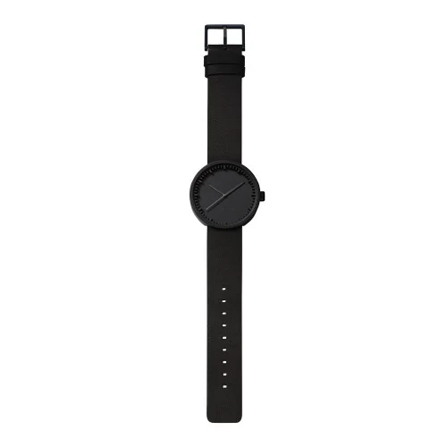 Leff Amsterdam Tube Watch D42 Black with Black Leather Strap