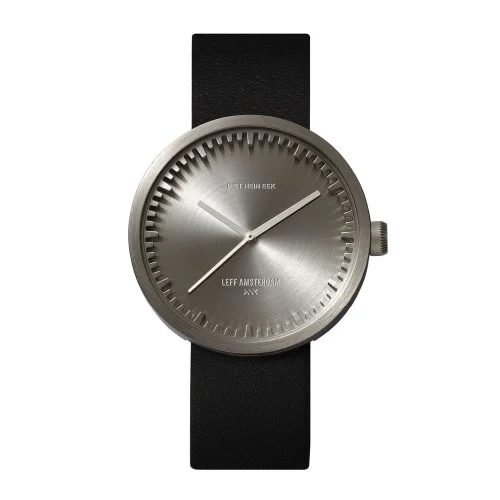 Leff Amsterdam Tube Watch D42 Steel with Black Strap