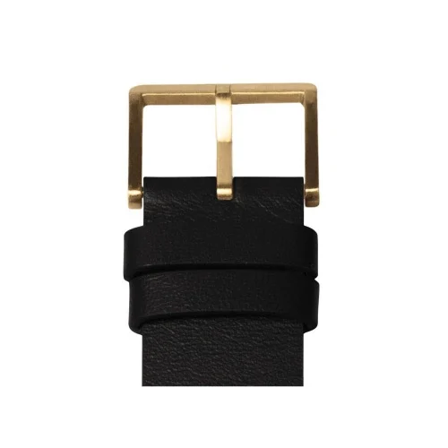 Leff Amsterdam Tube Watch D42 Brass with Black Leather Strap