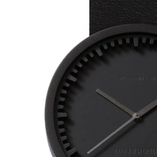 Leff Amsterdam Tube Watch D38 Black with Black Leather Strap