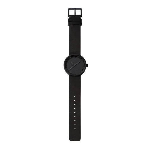 Leff Amsterdam Tube Watch D38 Black with Black Leather Strap