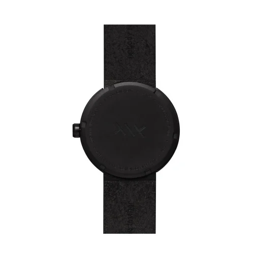 Leff Amsterdam Tube Watch D38 Black with Black Leather Strap