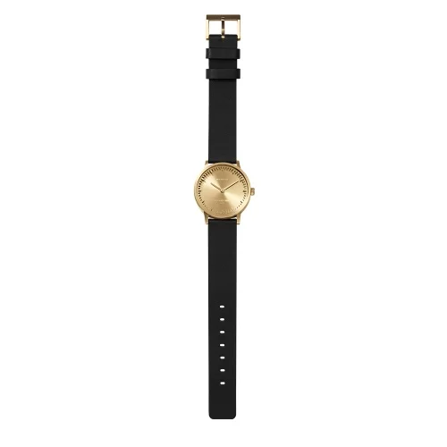 Leff Amsterdam Tube Watch T32 Brass Black Leather Strap