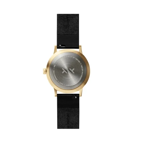 Leff Amsterdam Tube Watch T32 Brass Black Leather Strap