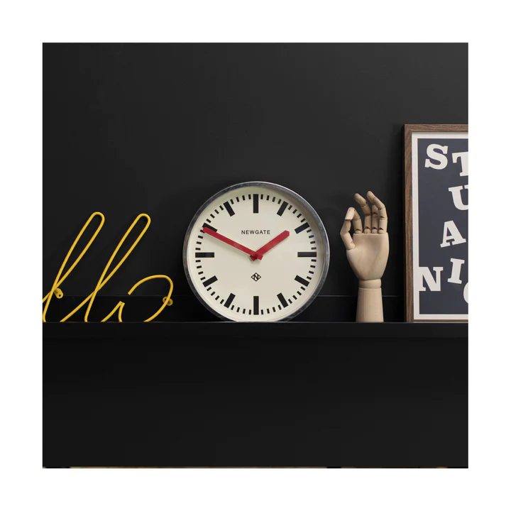 Newgate Luggage Wall Clock in Galvanised and Red
