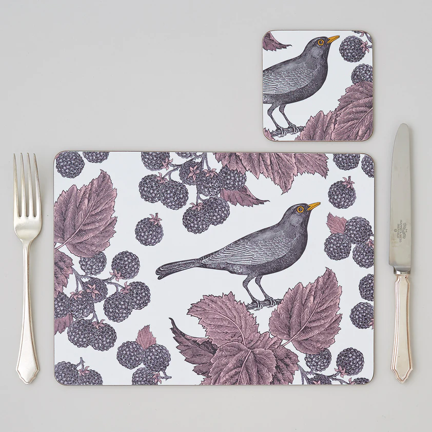 Thornback & Peel Classic Blackbird & Bramble Set of 4 Placemats