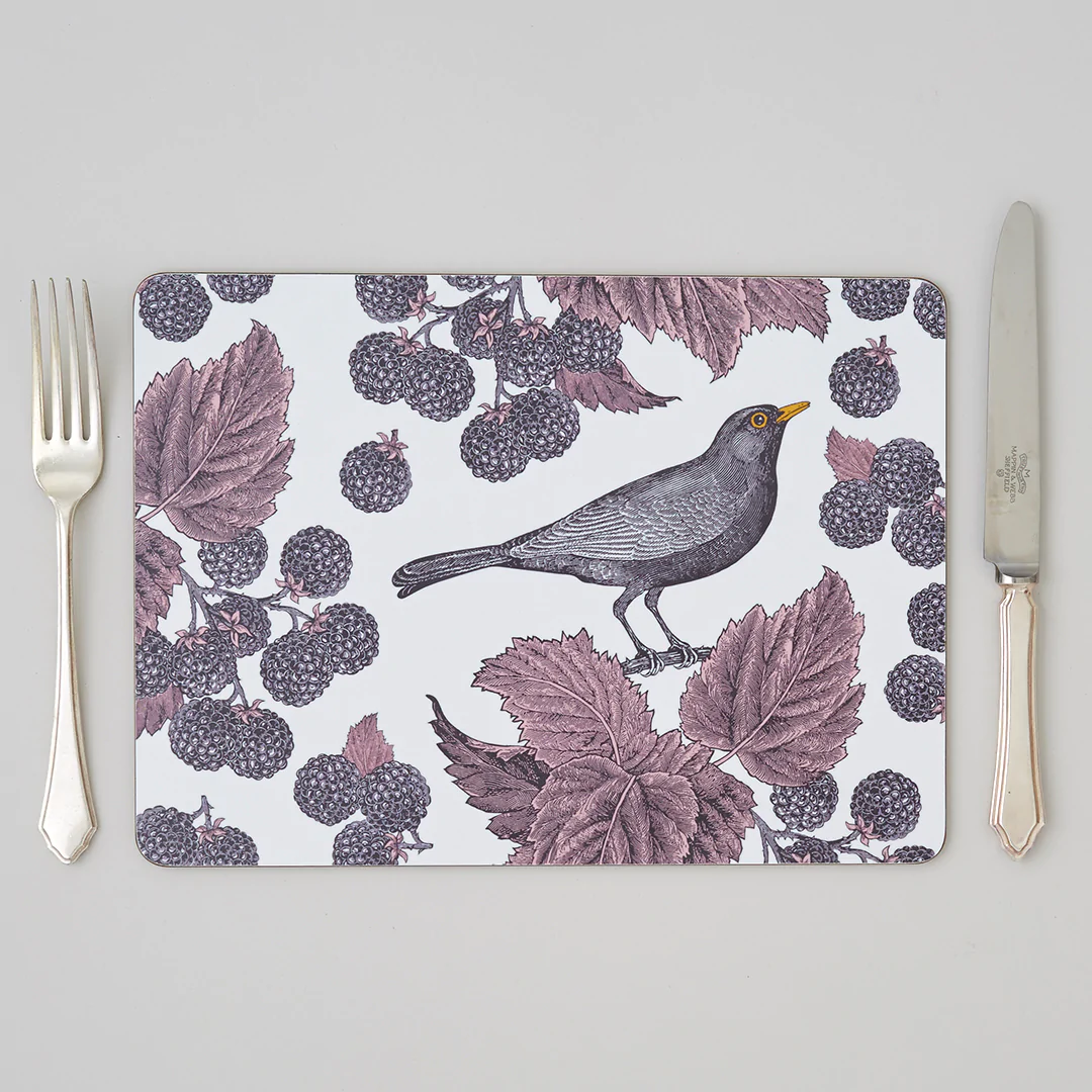 Thornback & Peel Classic Blackbird & Bramble Set of 4 Placemats