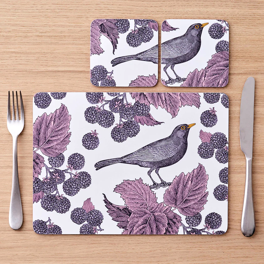 Thornback & Peel Classic Blackbird & Bramble Set of 4 Placemats