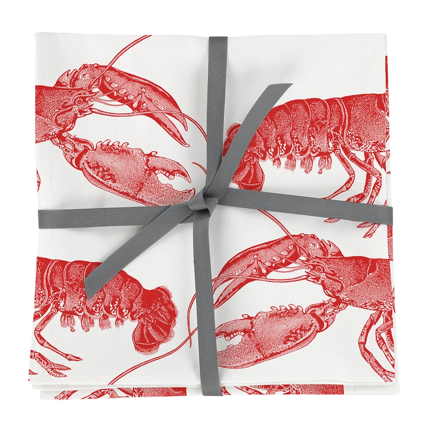 Thornback & Peel Coral Lobster Set of 4 Napkins