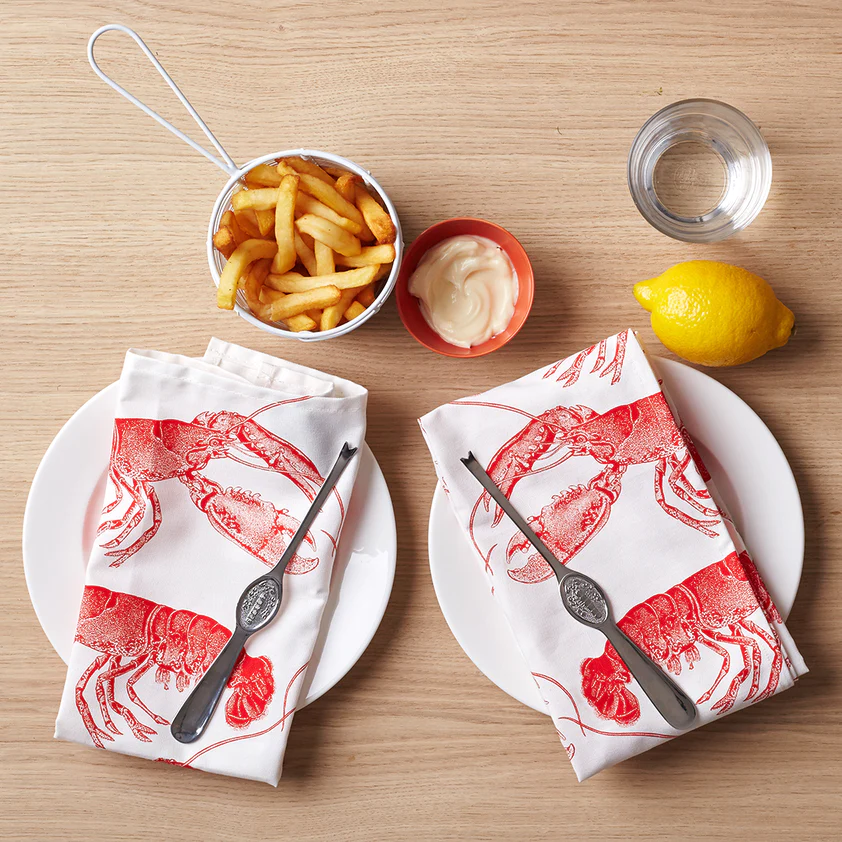 Thornback & Peel Coral Lobster Set of 4 Napkins