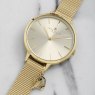 Sara Miller Hanging Charm Gold Mesh/Champagne Strap Watch