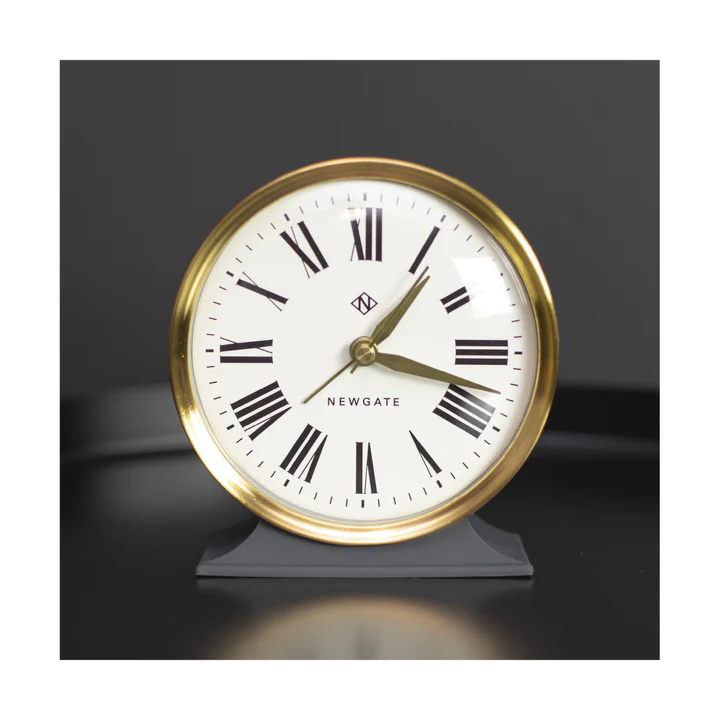 Newgate Hotel Alarm Clock in Dark Grey and Brass