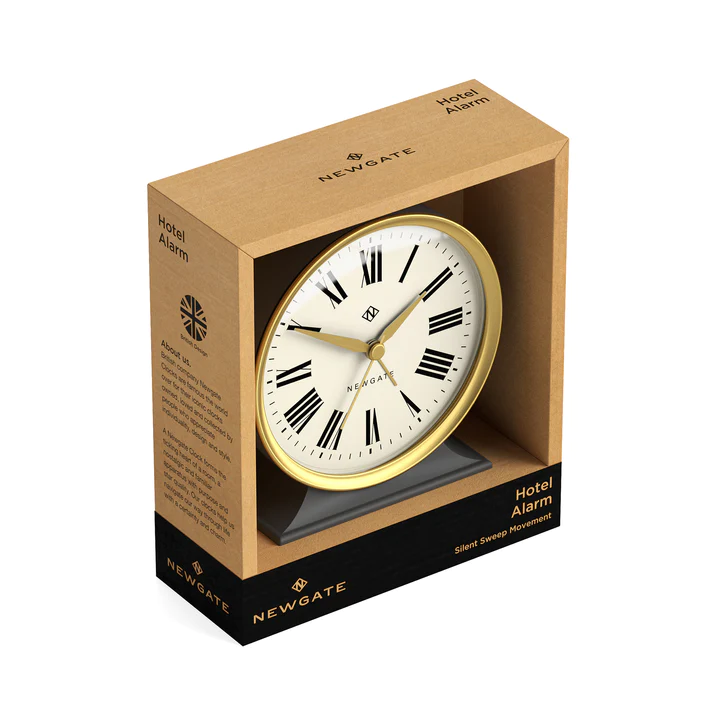 Newgate Hotel Alarm Clock in Dark Grey and Brass