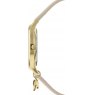 Sara Miller Hanging Charm Gold Beige Leather Strap Watch