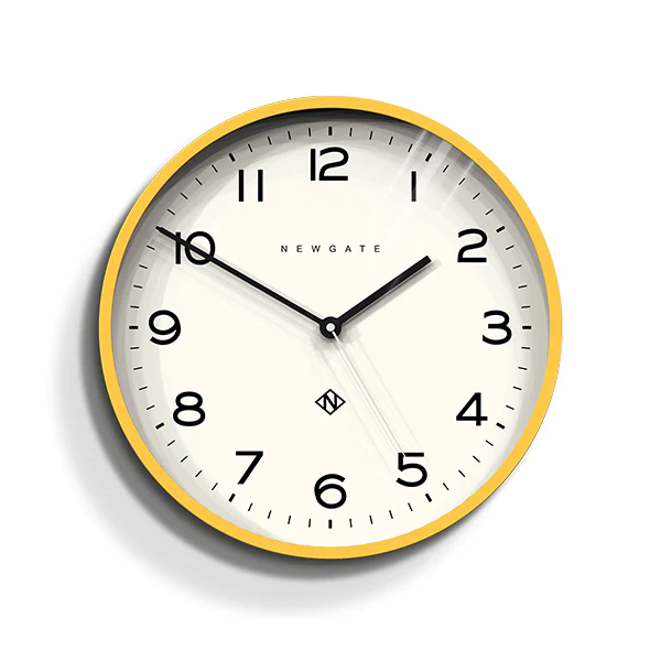 Newgate Echo Number Three Wall Clock in Yellow