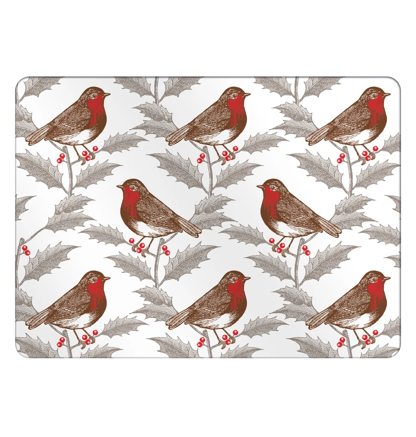 Thornback & Peel Robin & Holly Set of 4 Placemats