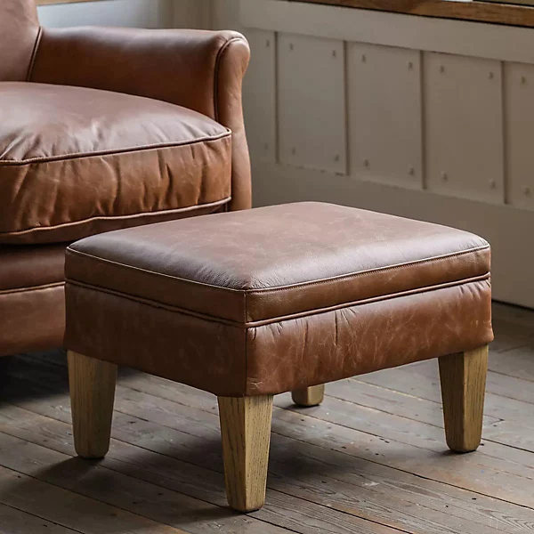 DWYRYD Vintage Brown Leather Stool