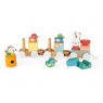 Janod Orange Tree Toys Farmyard Tractor Pull Along