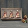Box of three gold glass dog hanging ornaments