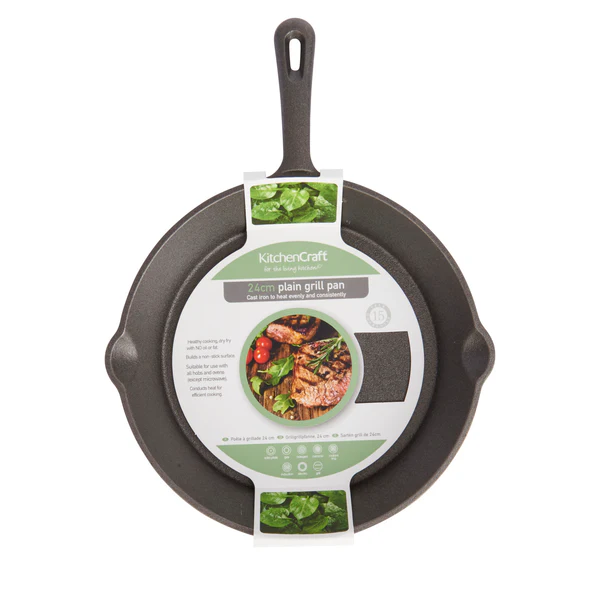 KitchenCraft Deluxe Cast Iron Grill Pan 24cm