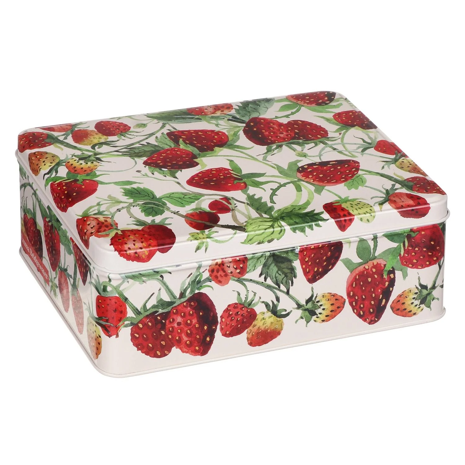 Emma Bridgewater Strawberries Deep Rectangular Tin With Biscuits