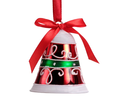 Glass Bell Curled Glitter Christmas Tree Decoration