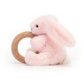 Jellycat Bashful Pink Bunny Wooden Ring Toy