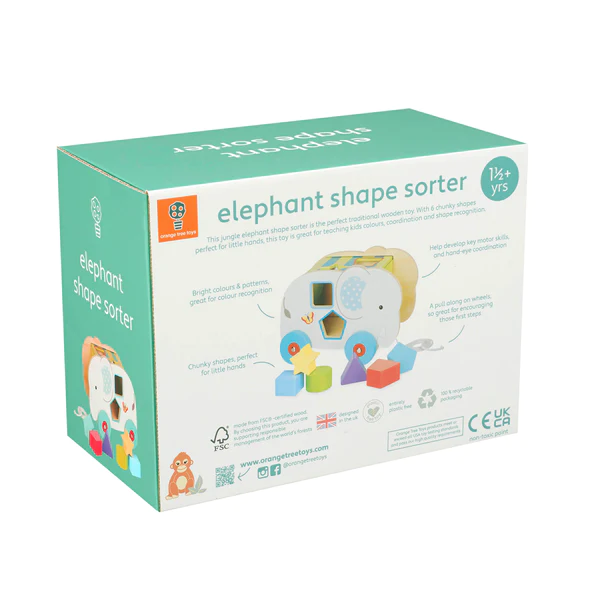 Orange Tree Jungle Elephant Pull Along Shape Sorter