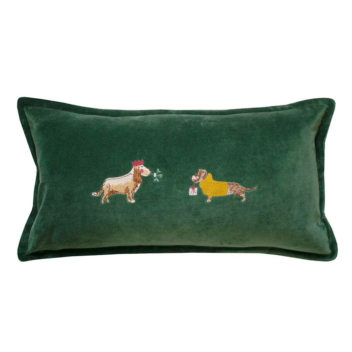 Sophie Allport Christmas Dog Forest Green Cushion