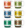 Orla Kiely Set of 6 Stacking Mugs Atomic Flower