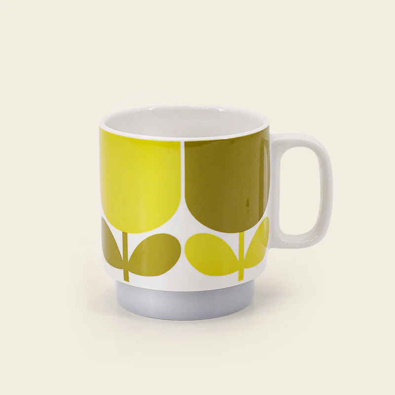 Orla Kiely Set of 2 Mugs Block Flower Slate/Ochre